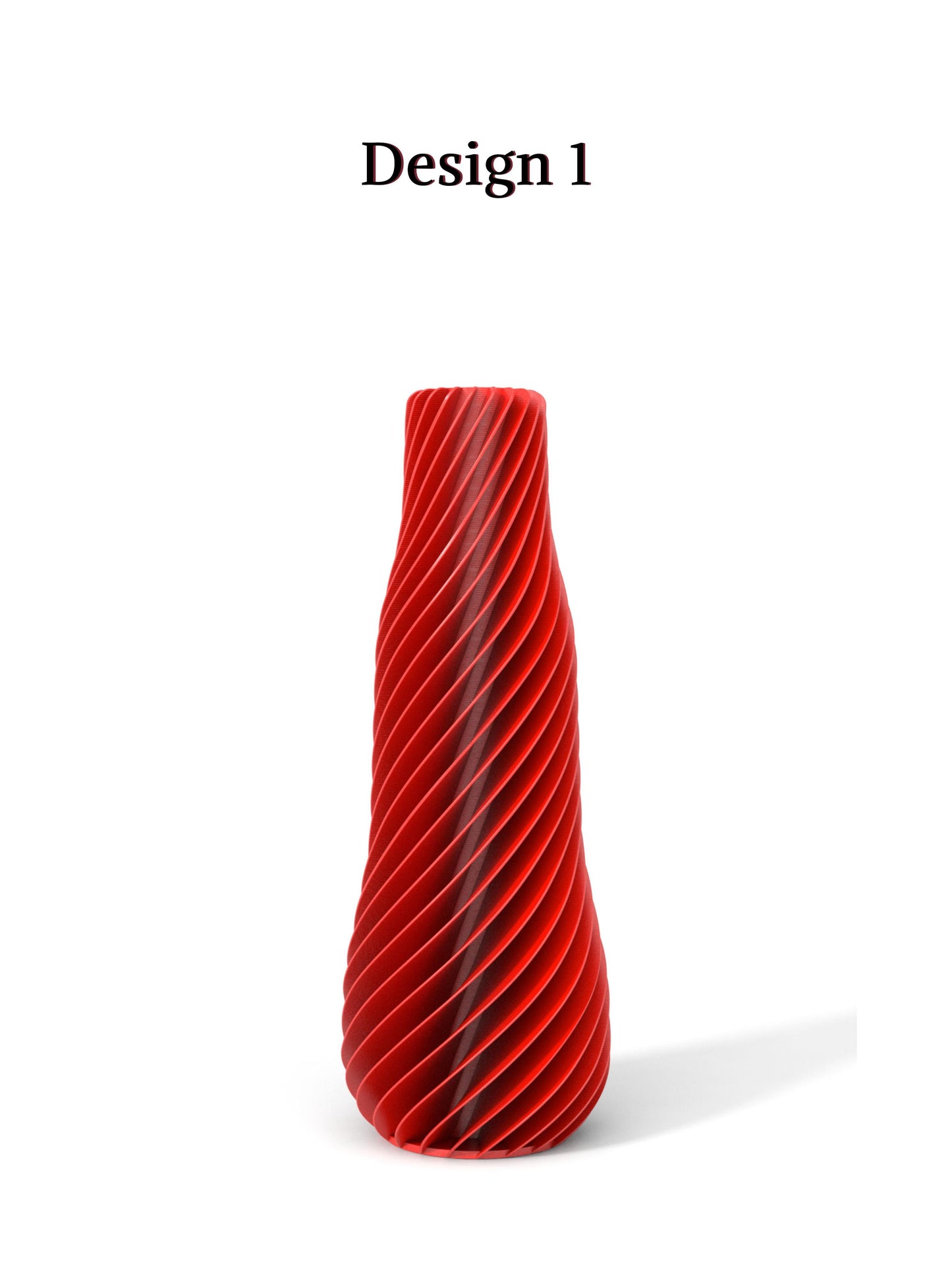 a red vase sitting on top of a white table