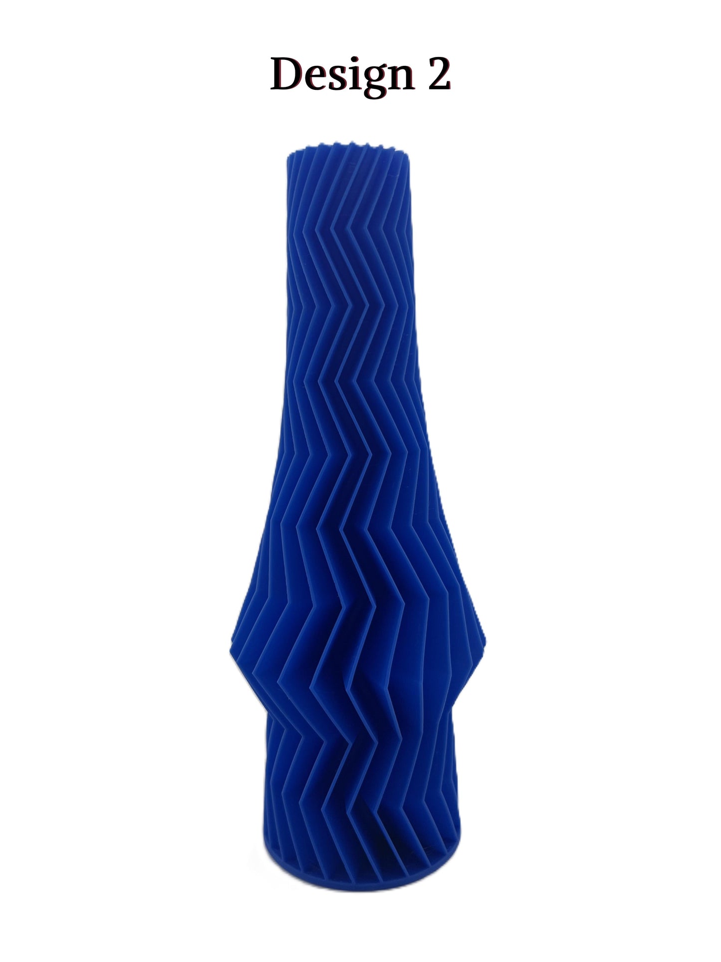 a blue vase with a wavy design on it