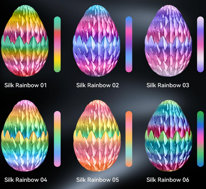 a set of four different colored easter eggs