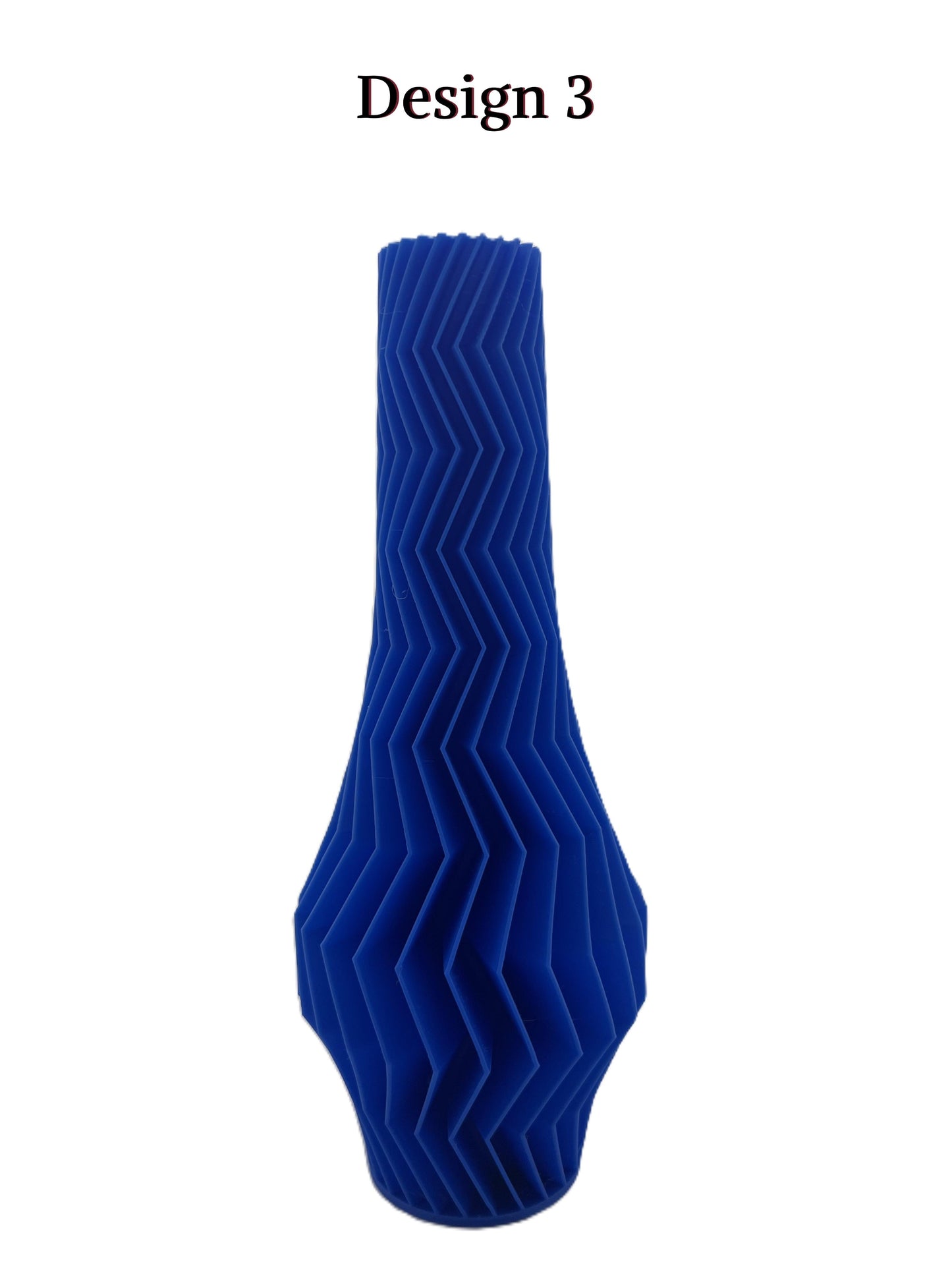 a blue vase with a wavy design on it