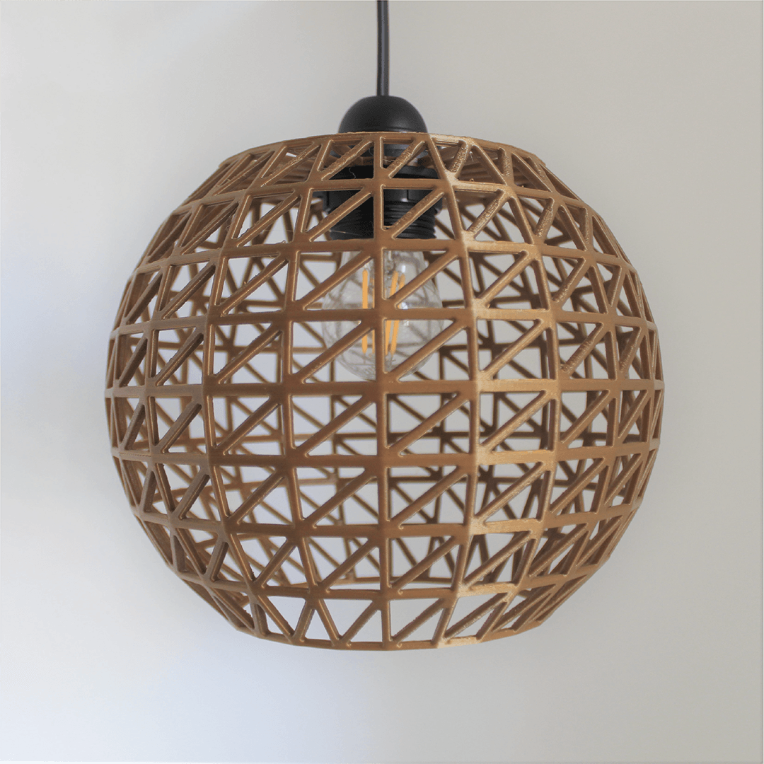 a wooden light fixture hanging from a ceiling