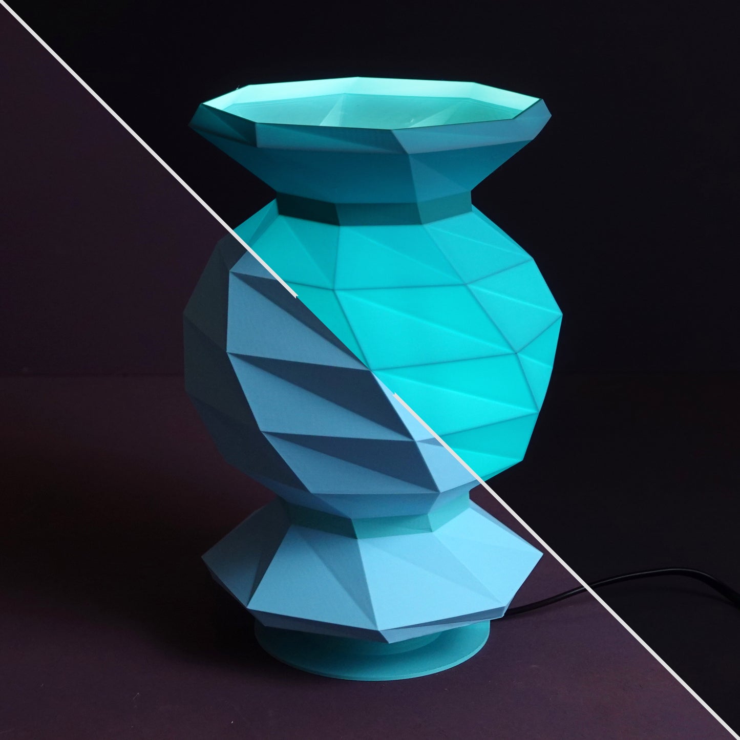 a blue vase sitting on top of a table