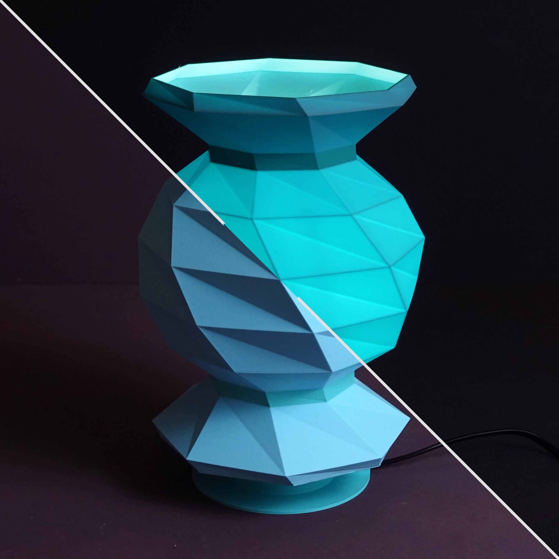 a blue vase sitting on top of a table