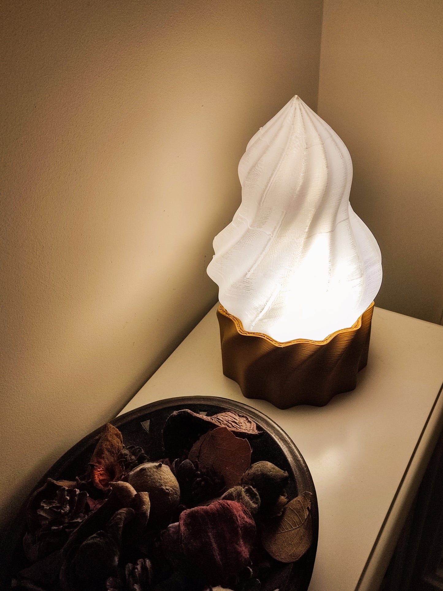 a lamp that is on top of a table