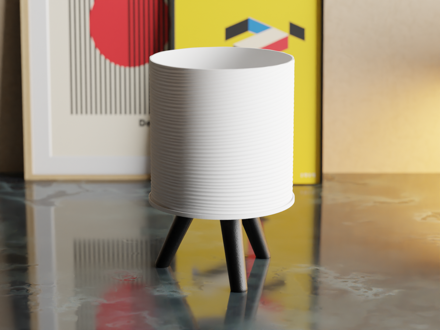 a white vase sitting on top of a table